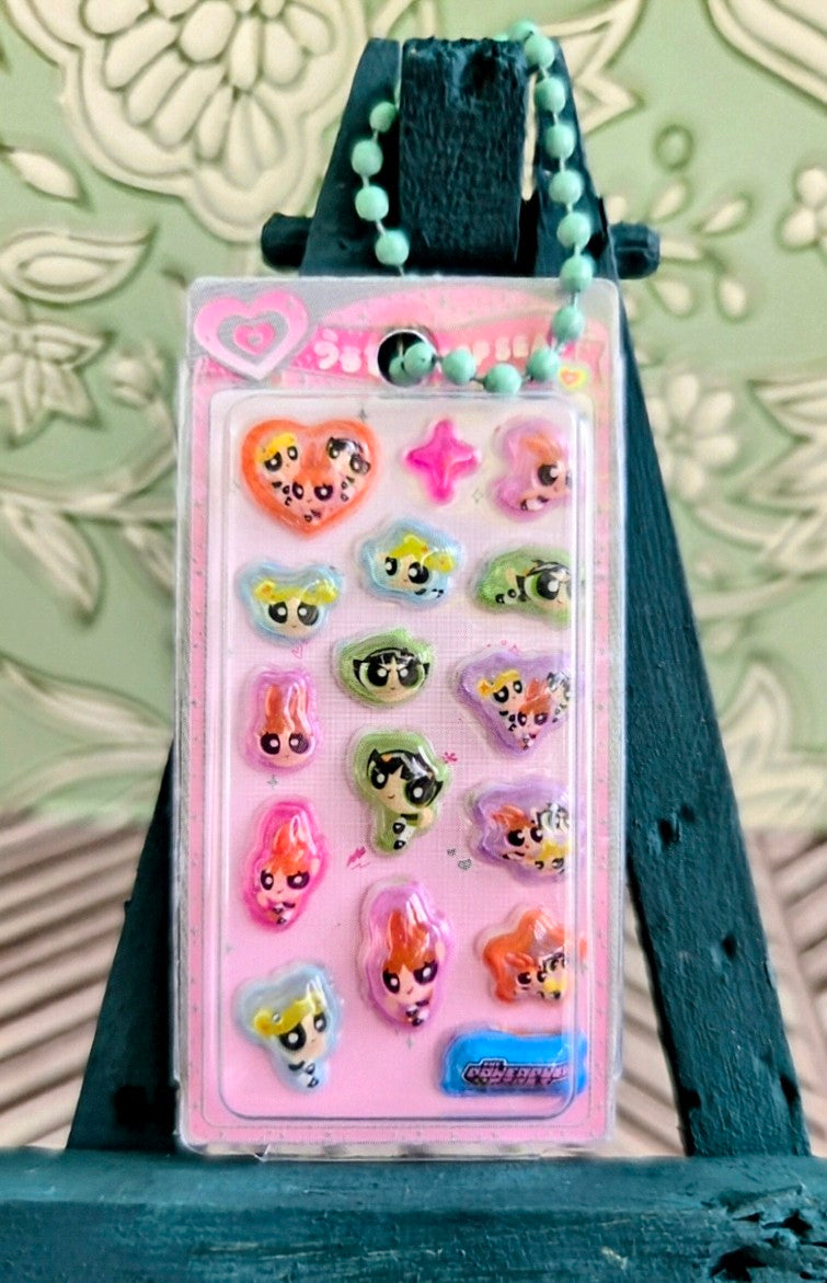 Powerpuff Girls Gashapon Blister Pack 3D Resin Keychain 2.5in