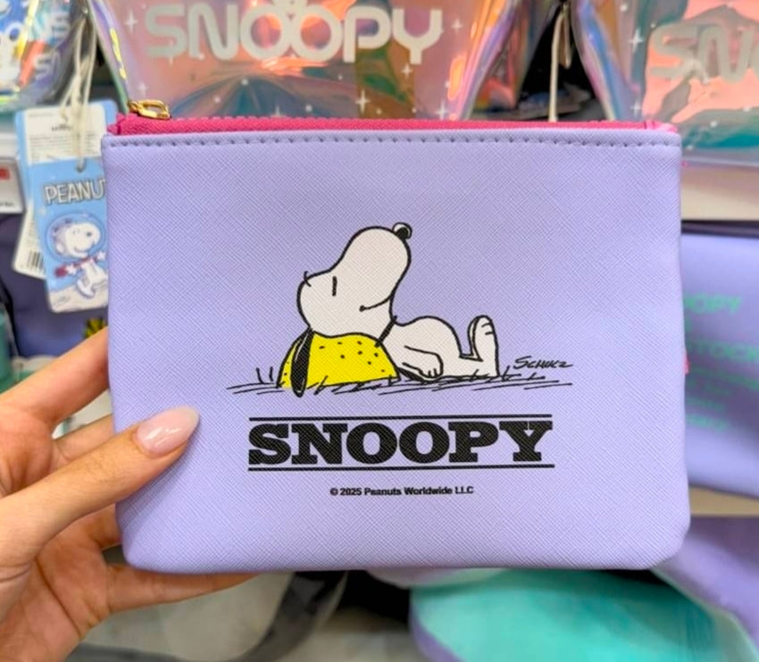 Miniso Peanuts Snoopy Colorful Life Lavender Purple Zipper Pouch