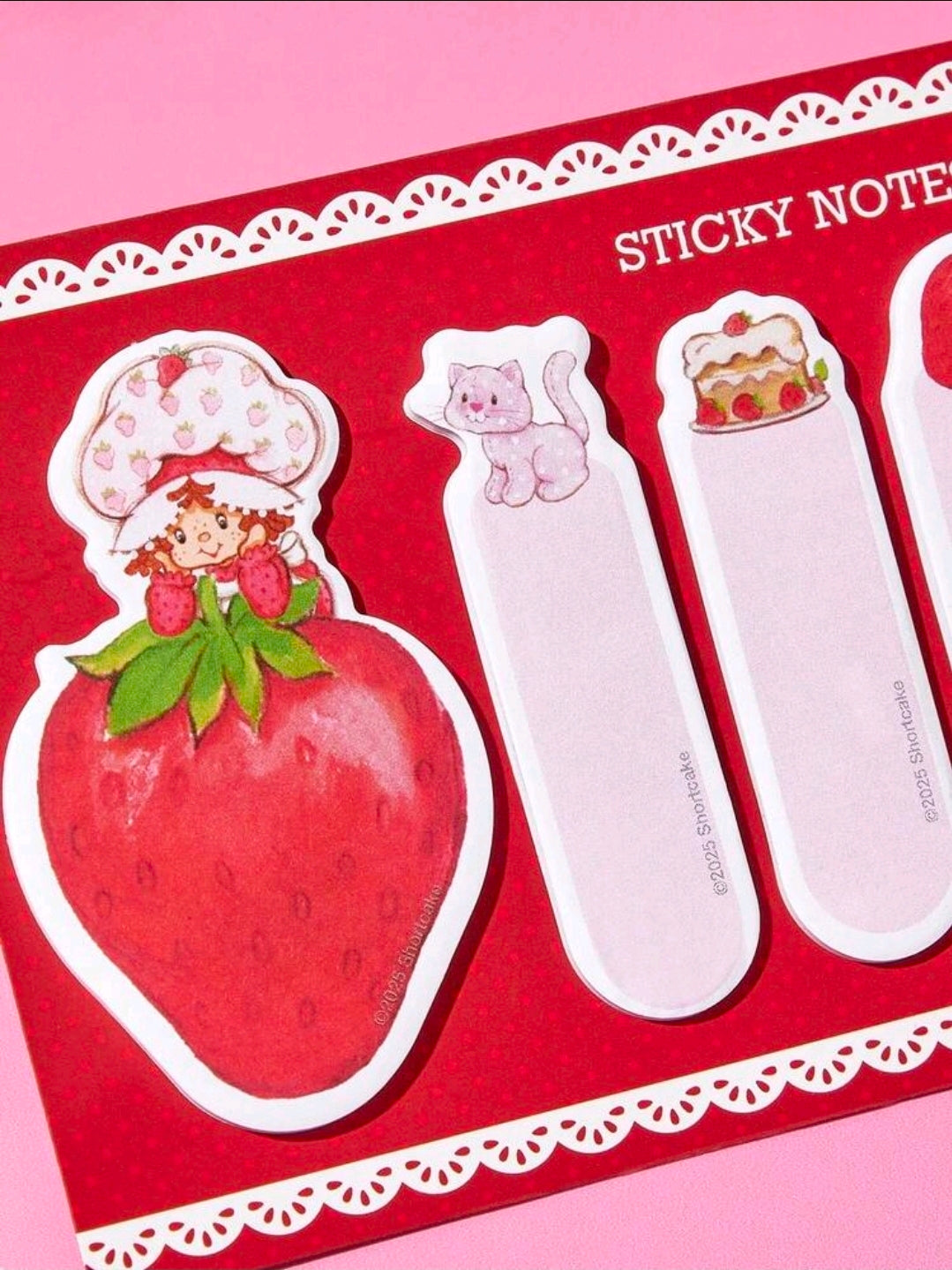 Strawberry Shortcake Sticky Notes Set 80pc Licensed Tabs Bookmark Die Cut
