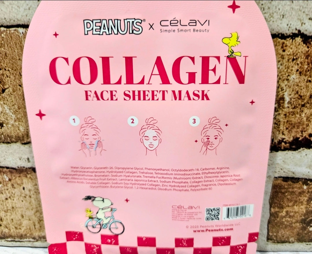 Peanuts x Célavi Snoopy Face Sheet Mask Choose Variant Self Love Collagen Berry Glow