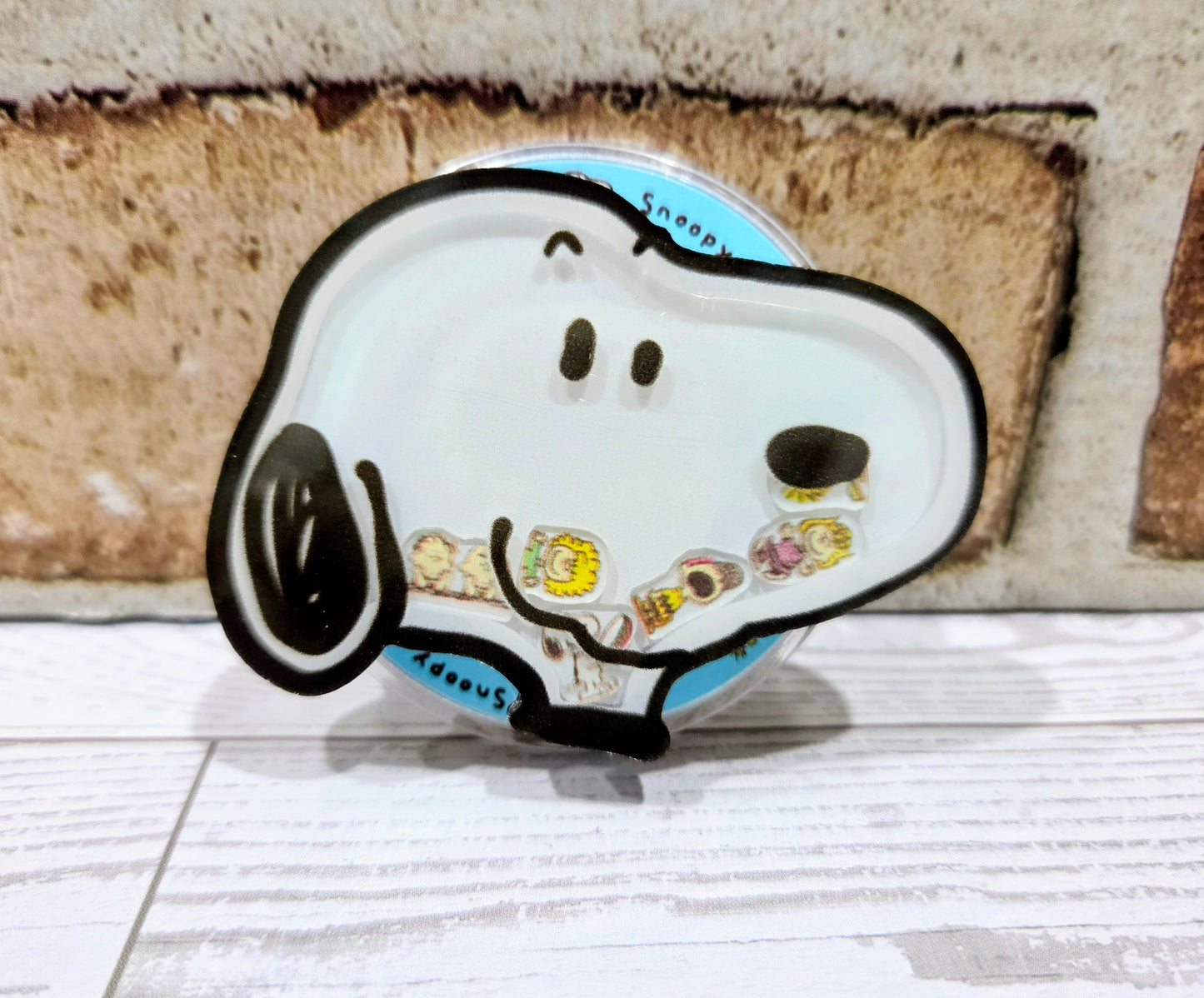 Snoopy Face Acrylic Shaker MagSafe Phone Grip Holder Peanuts Gang Floating Charms Kawaii Pop Stand