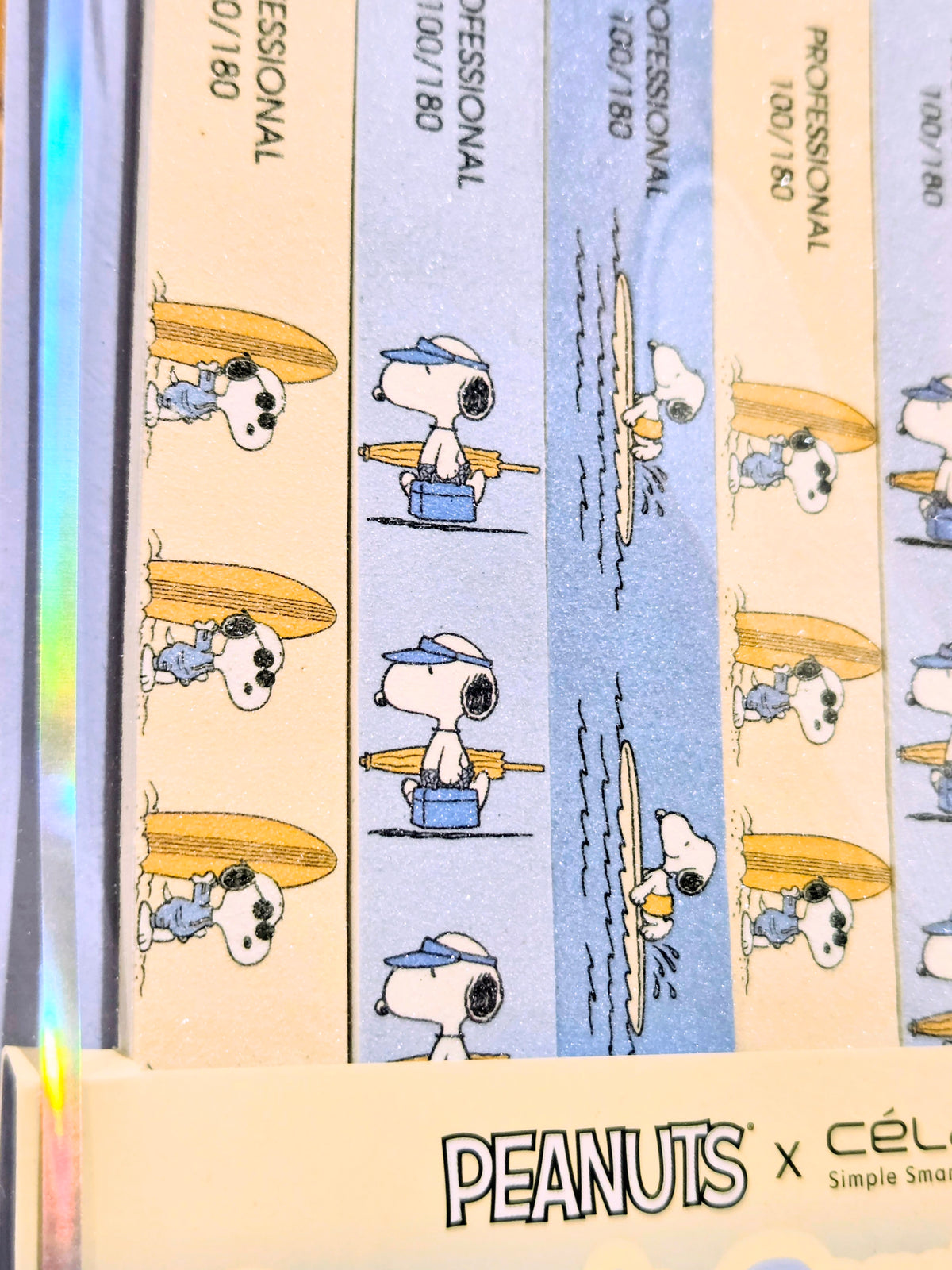 Nail file set packaging with Snoopy character pattern and multiple file illustrations
