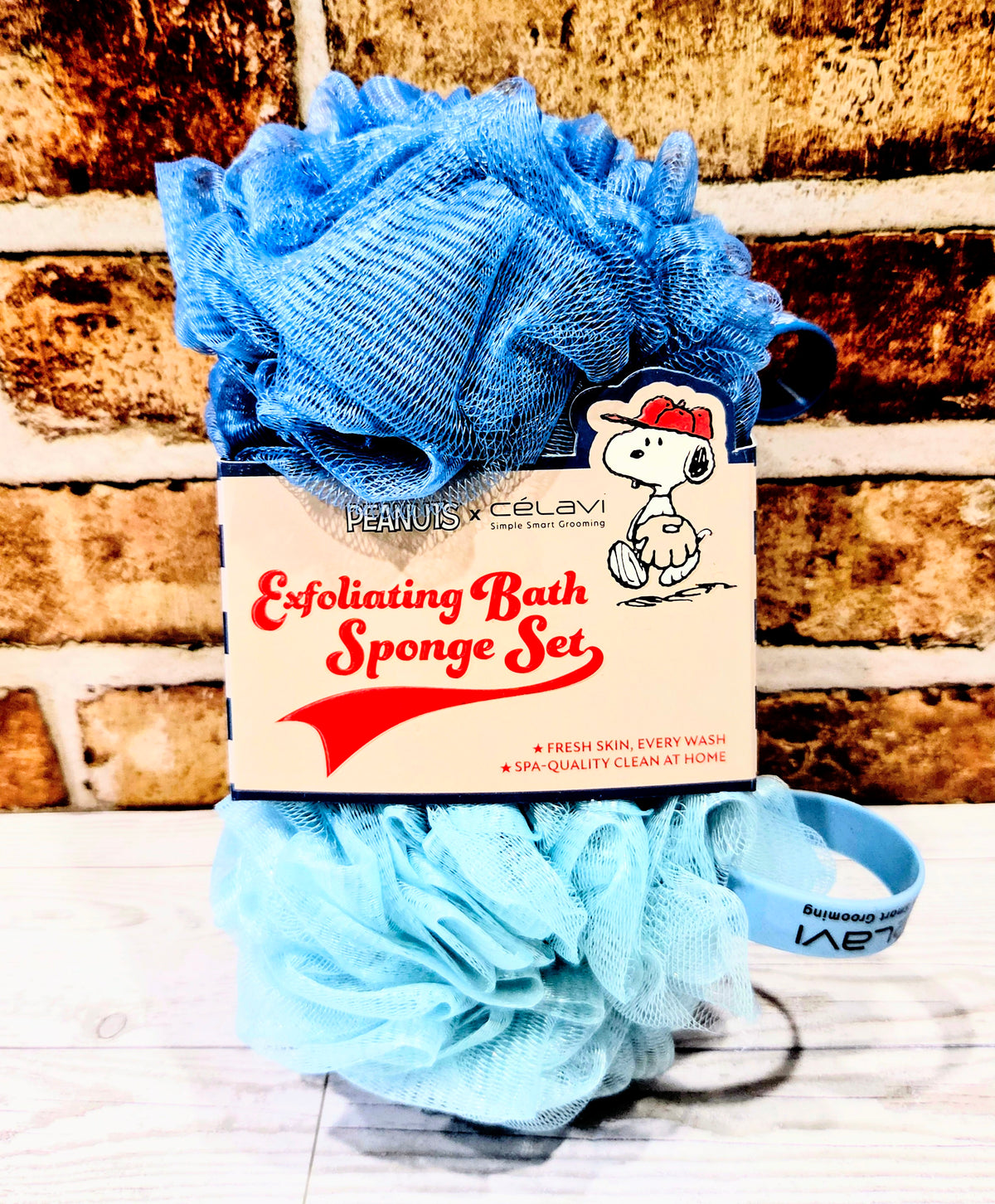 "Good Grief, Great Skin!" Snoopy Baseball Exfoliating Bath Sponge Duo