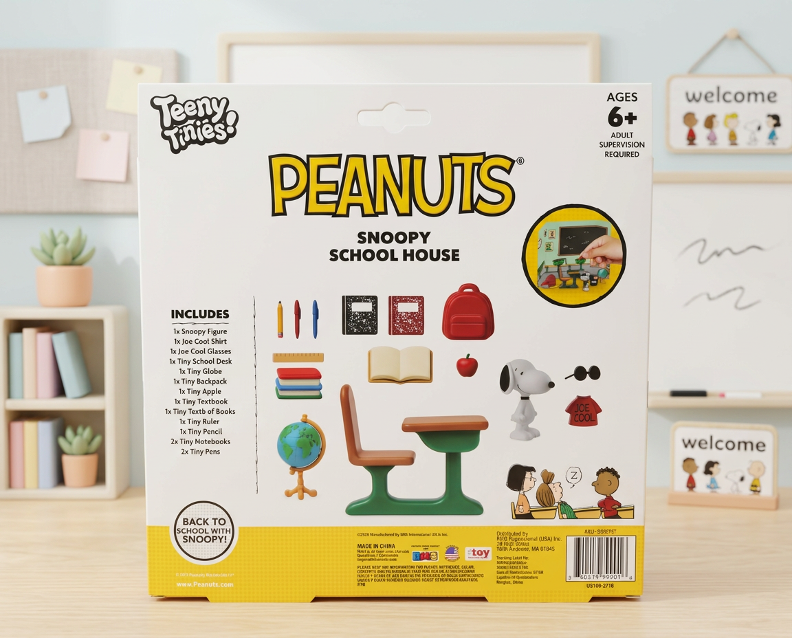 Peanuts Teeny Tinies Snoopy School House Mini Playset Joe Cool 15pc