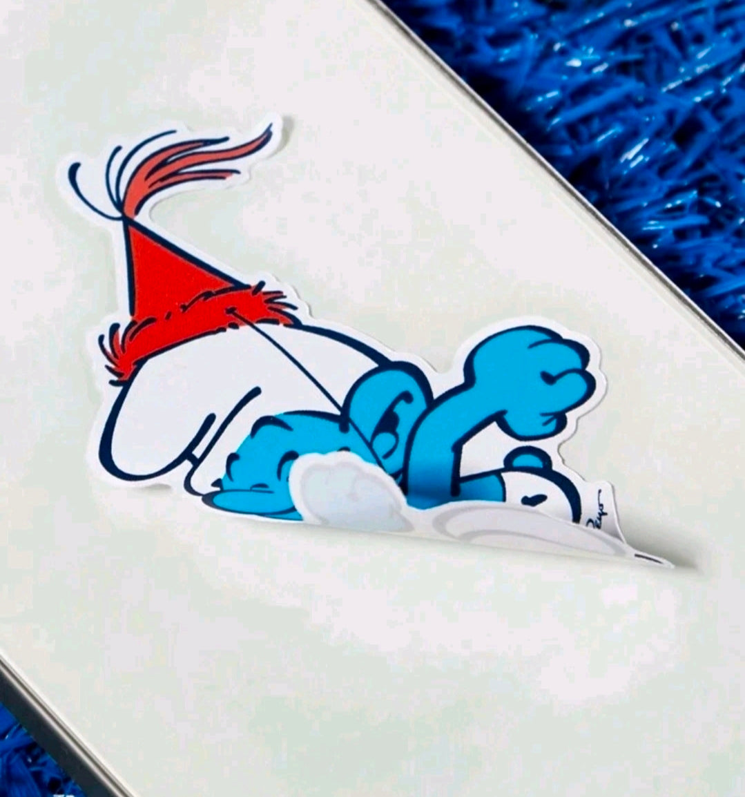 Smurfs vinyl decal sticker featuring two Smurfs characters on a white surface