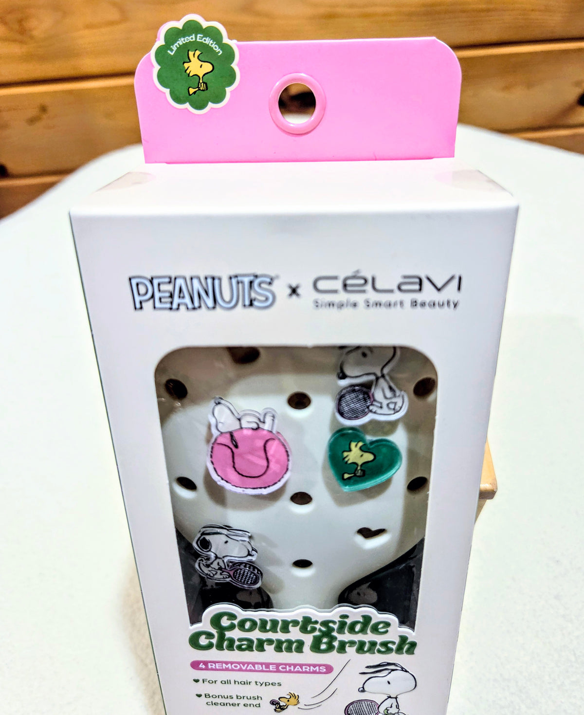 Peanuts x Celavi Snoopy paddle brush set with 4 removable charms