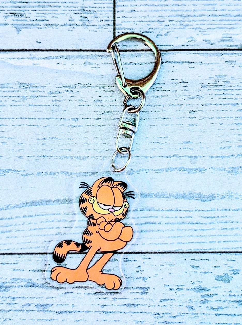 Garfield 2pc Acrylic Keychain Set Classic Old School Sassy Standing Pose