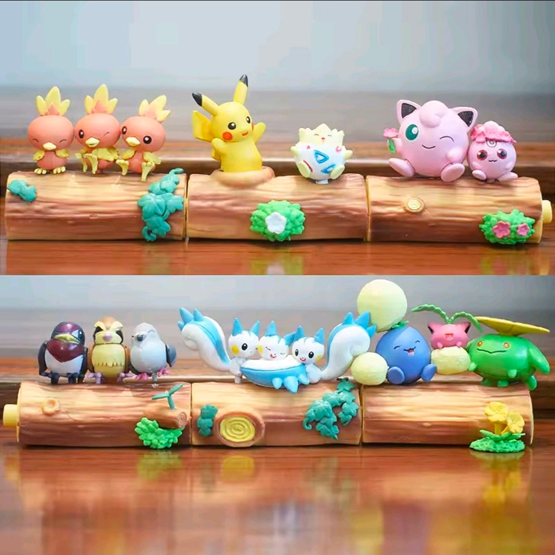 Re-Ment Pokémon mini figure set on log display