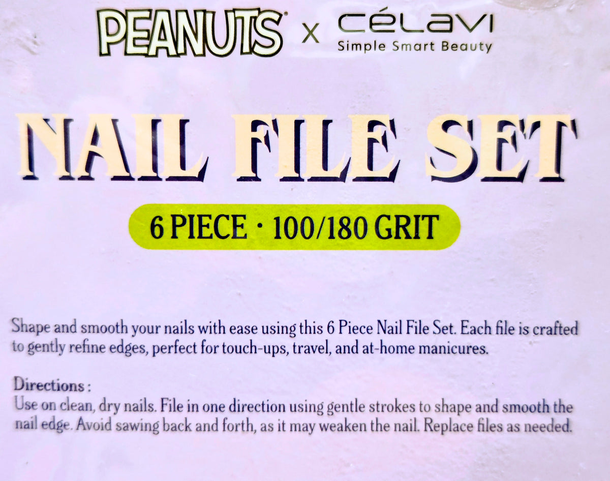Peanuts x Célavi 6-piece nail file set package