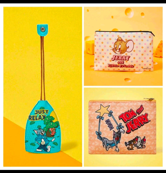 Tom & Jerry key fob plus two zip pouches: Jerry “Little Friends” and Tom & Jerry