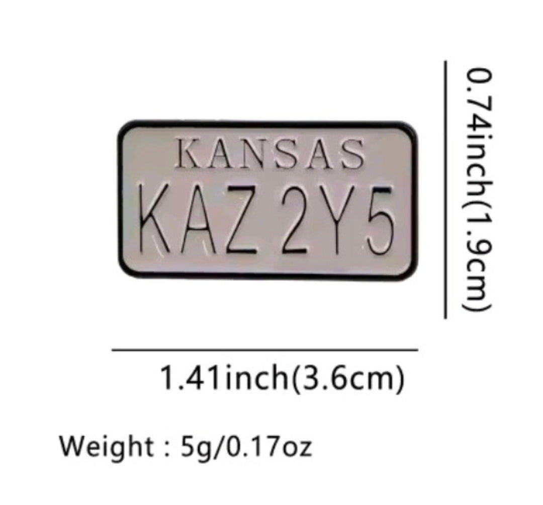 Supernatural Dean Impala Enamel Pin Set 3pc Cassette Car Kansas Plate