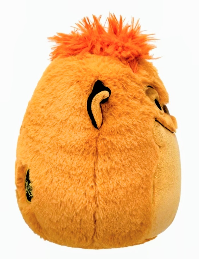 Orange FuzzAMallow Timon Lion King plush with spiky mane and smiling face, front view