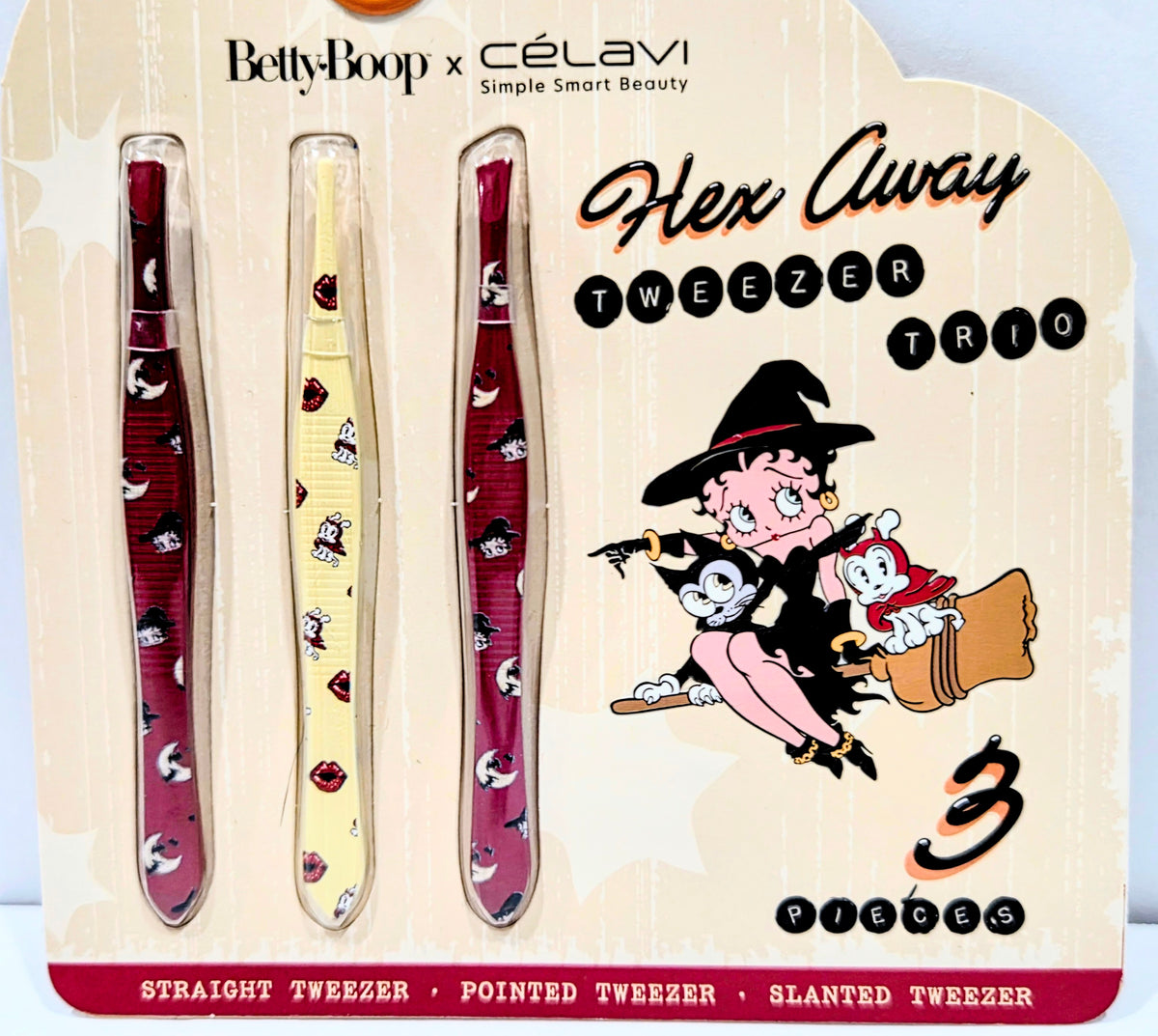 Betty Boop x Celavi Halloween Hex Away Tweezer Trio Straight Slant Pointed