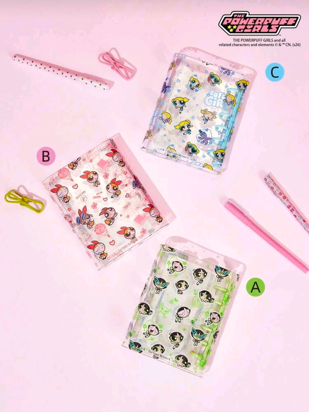 Powerpuff Girls A7 Transparent 6-Ring Binder 2 Snap Blossom Bubbles Buttercup