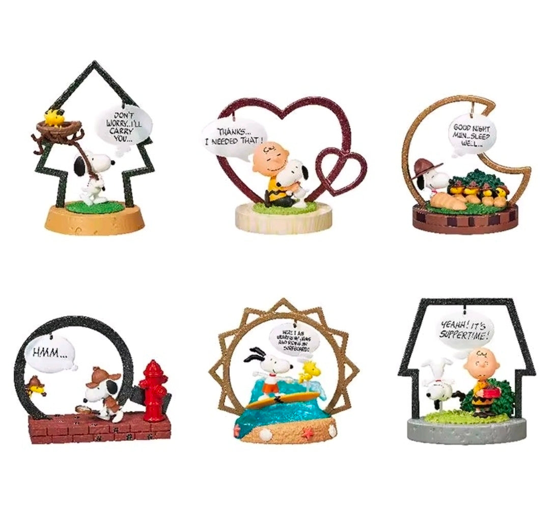 Peanuts Snoopy frame art collection set of six figures shown together