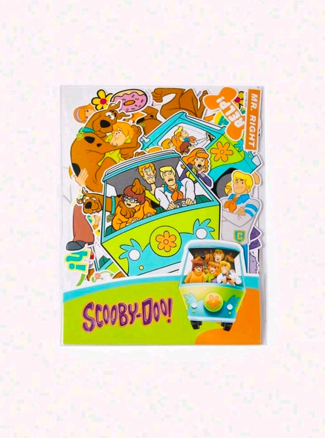 Scooby-Doo square sticker sheet with Mystery Machine and gang characters