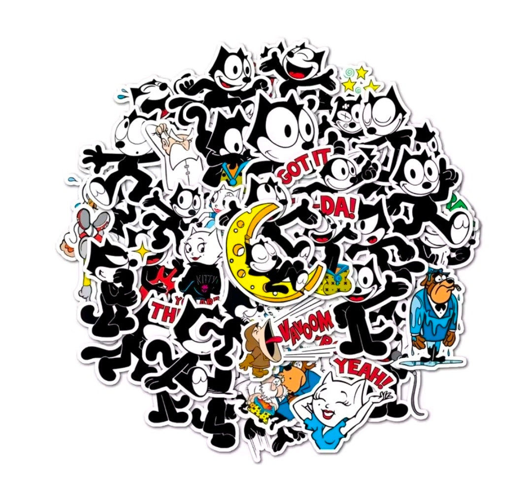 Felix the Cat 40pc Mini Vinyl Decal Sticker Pack Classic Retro