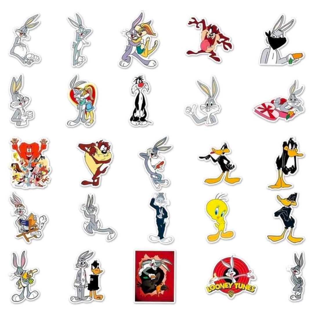 50-piece vinyl decal sticker pack featuring individual Bugs Bunny and other Looney Tunes stickers