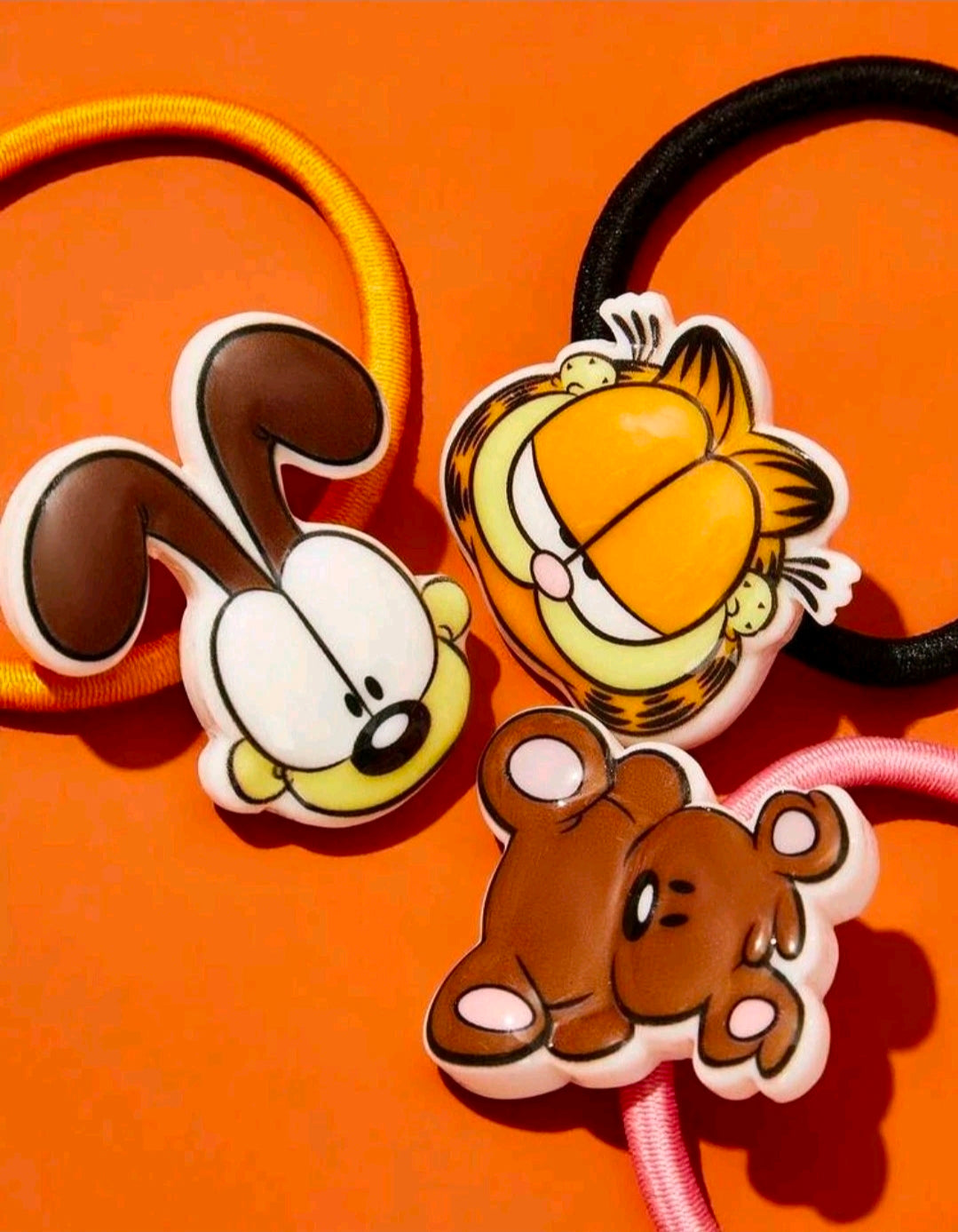 Garfield 6pc Hair Ties Set Cute Cartoon Charms NEW