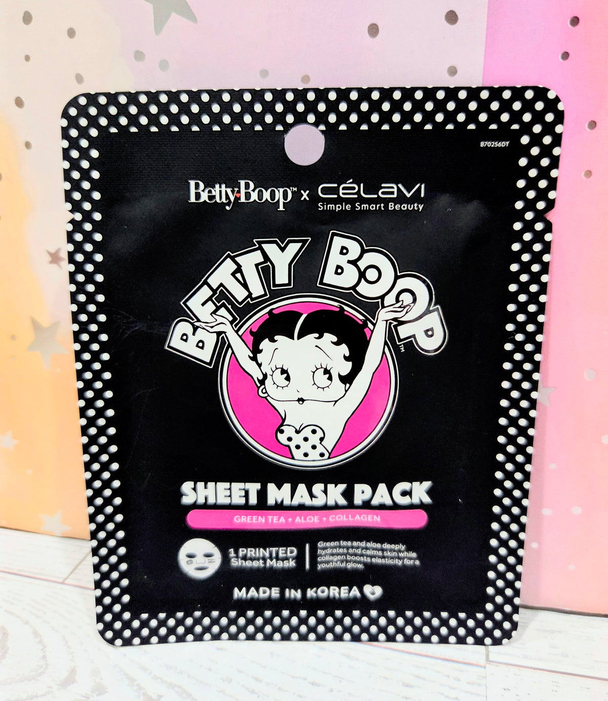 Betty Boop sheet mask pack by Celavi, single printed face mask
