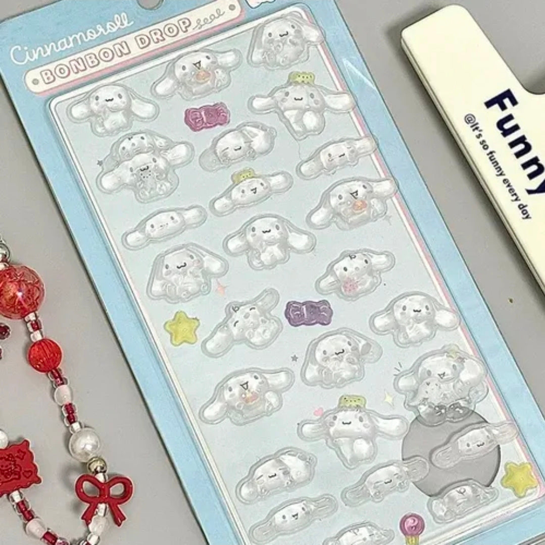 Sanrio Bonbon Drop Seal Sticker Sheets Puffy Resin Acrylic