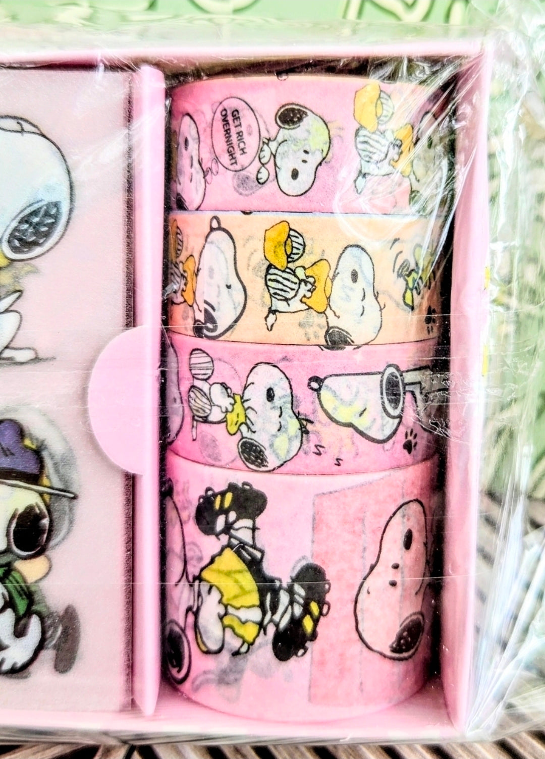 Peanuts Snoopy Woodstock Pink 4-Roll Washi Tape + Sticker Sheet Set