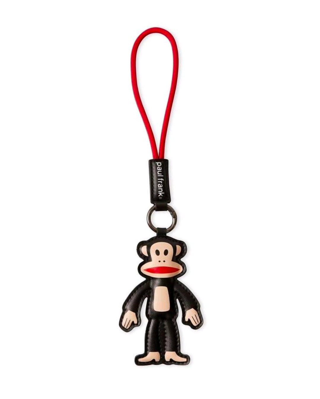 Red lanyard Julius monkey faux-leather keychain bag charm with metal ring and tag