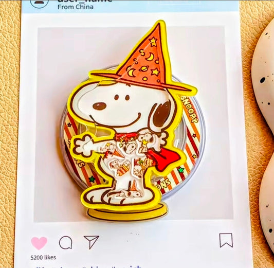 Snoopy Magician Acrylic Shaker MagSafe Phone Grip Holder Peanuts Wizard Hat Kawaii Pop Stand