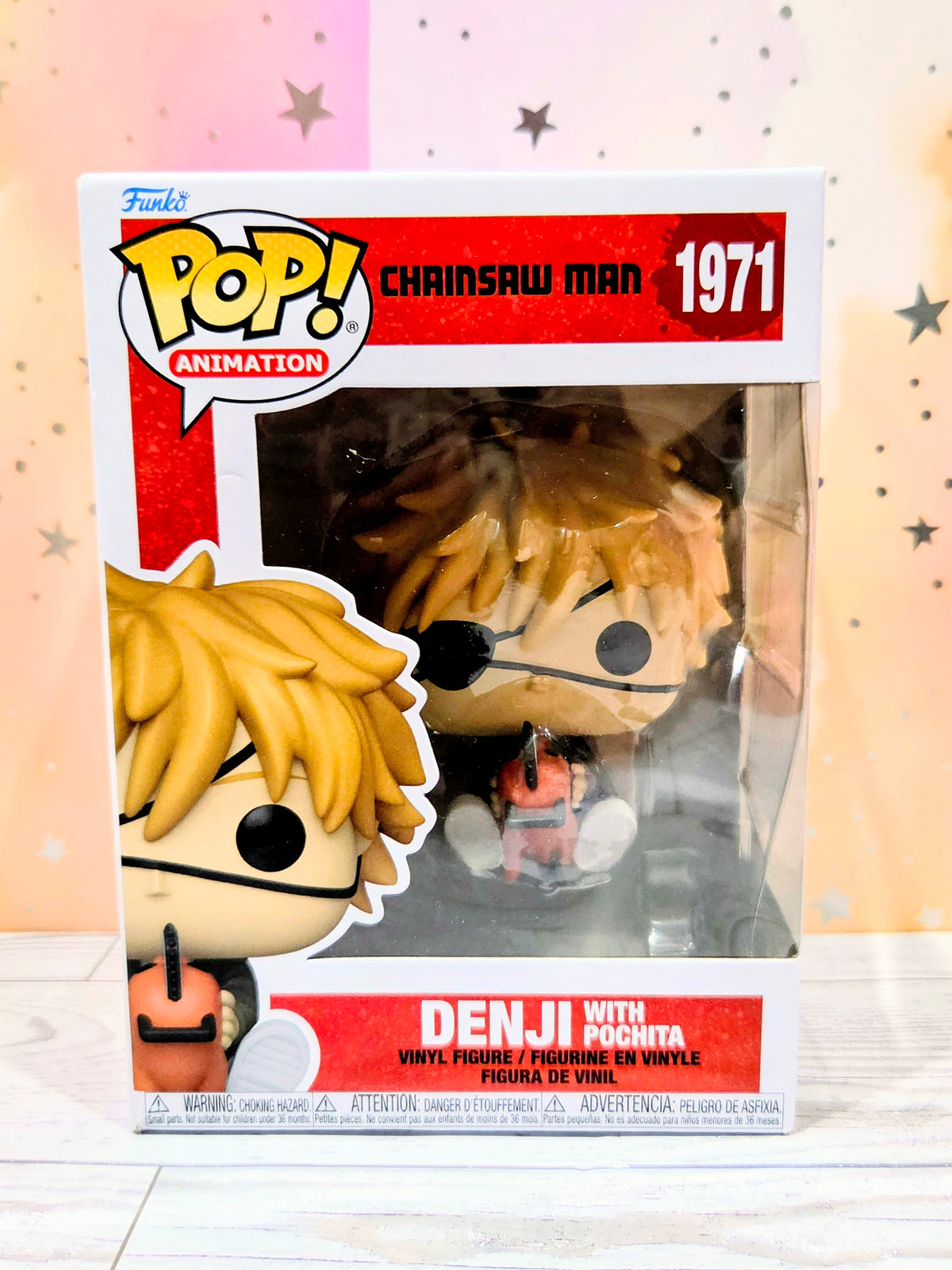 Funko Pop! Animation vinyl figure box close-up with “HINSAW MAN 1971” and figure window