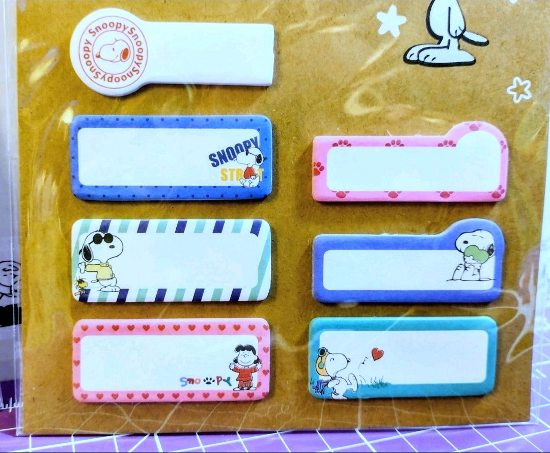 Sticky tab set with Snoopy graphics, pastel blue and pink tabs in a pack