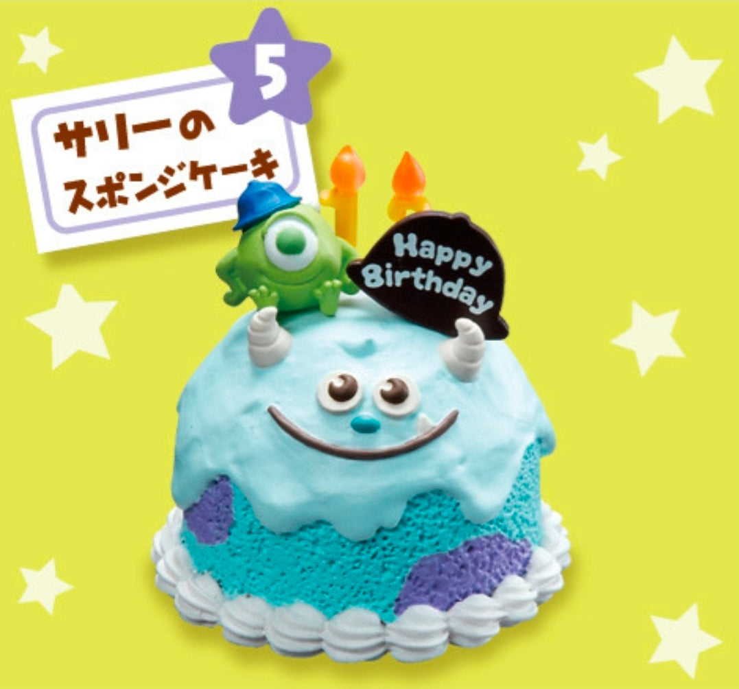 Mike Wazowski birthday cake miniature figure with Happy Birthday sign