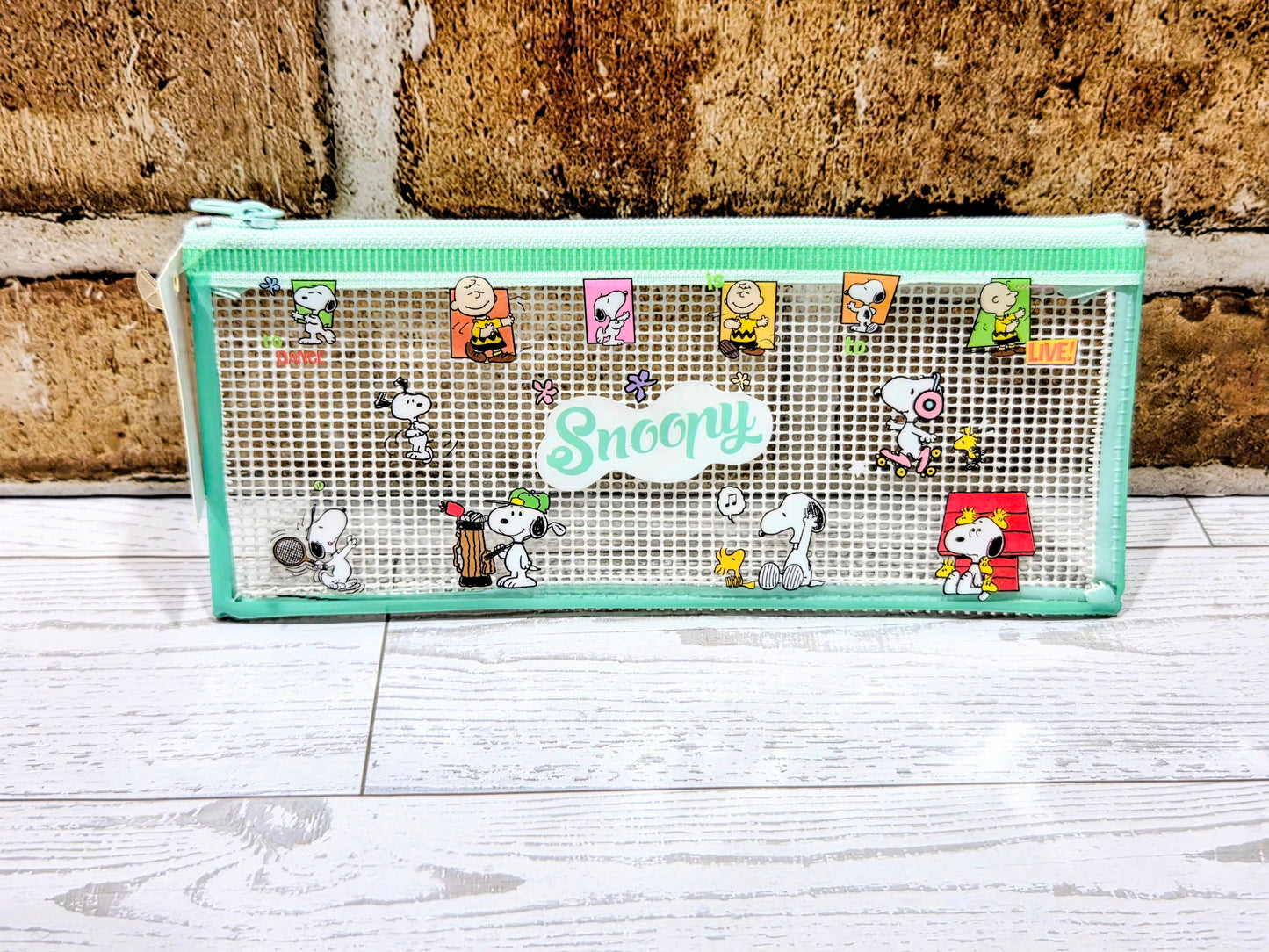 Snoopy Peanuts Joytop B6 Mesh Zip Pouch Pencil Case Clear Kawaii Stationery Bag Charlie Brown Woodstock