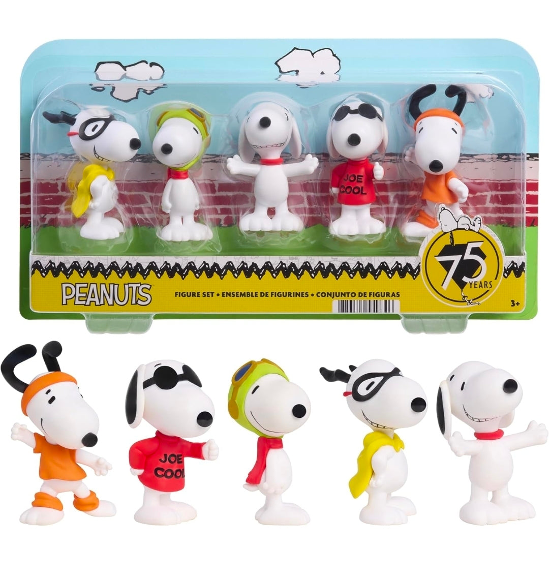 Peanuts 75th Anniversary Many Faces of Snoopy 5-Figure Set Just Play