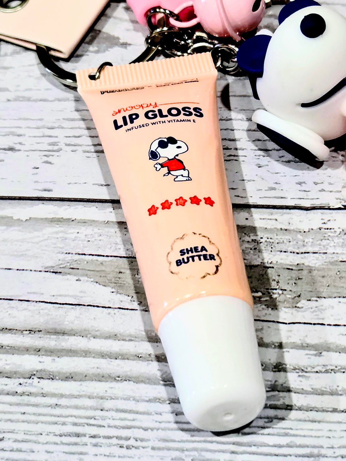 "Stay Cool, Stay Glossy" Snoopy Joe Cool Shea Butter Lip Gloss Keychain Set
