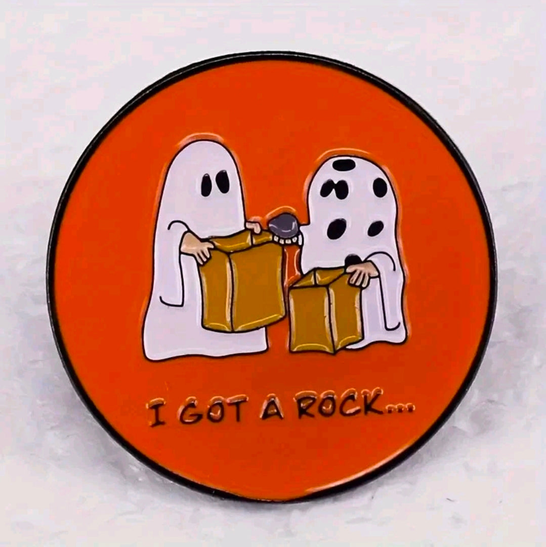 Peanuts Snoopy Halloween Ghost Costume Enamel Pin Set I Got A Rock