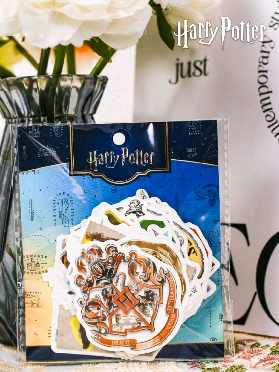 Harry Potter Hogwarts House Crests 50pc Vinyl Decal Sticker Pack Licensed NEW