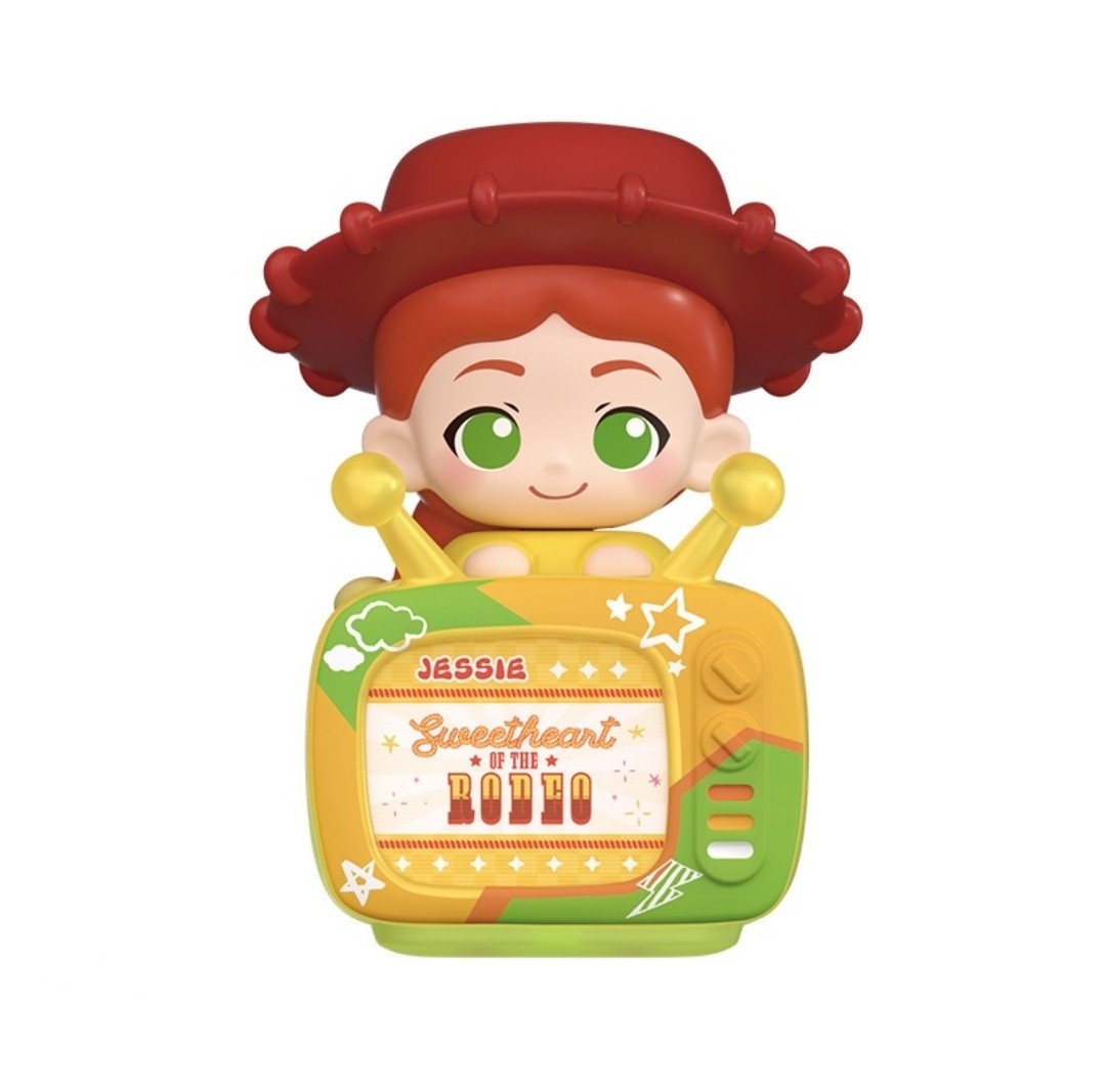 Blokees Jessie TV toy with red hat, yellow frame, and green controls
