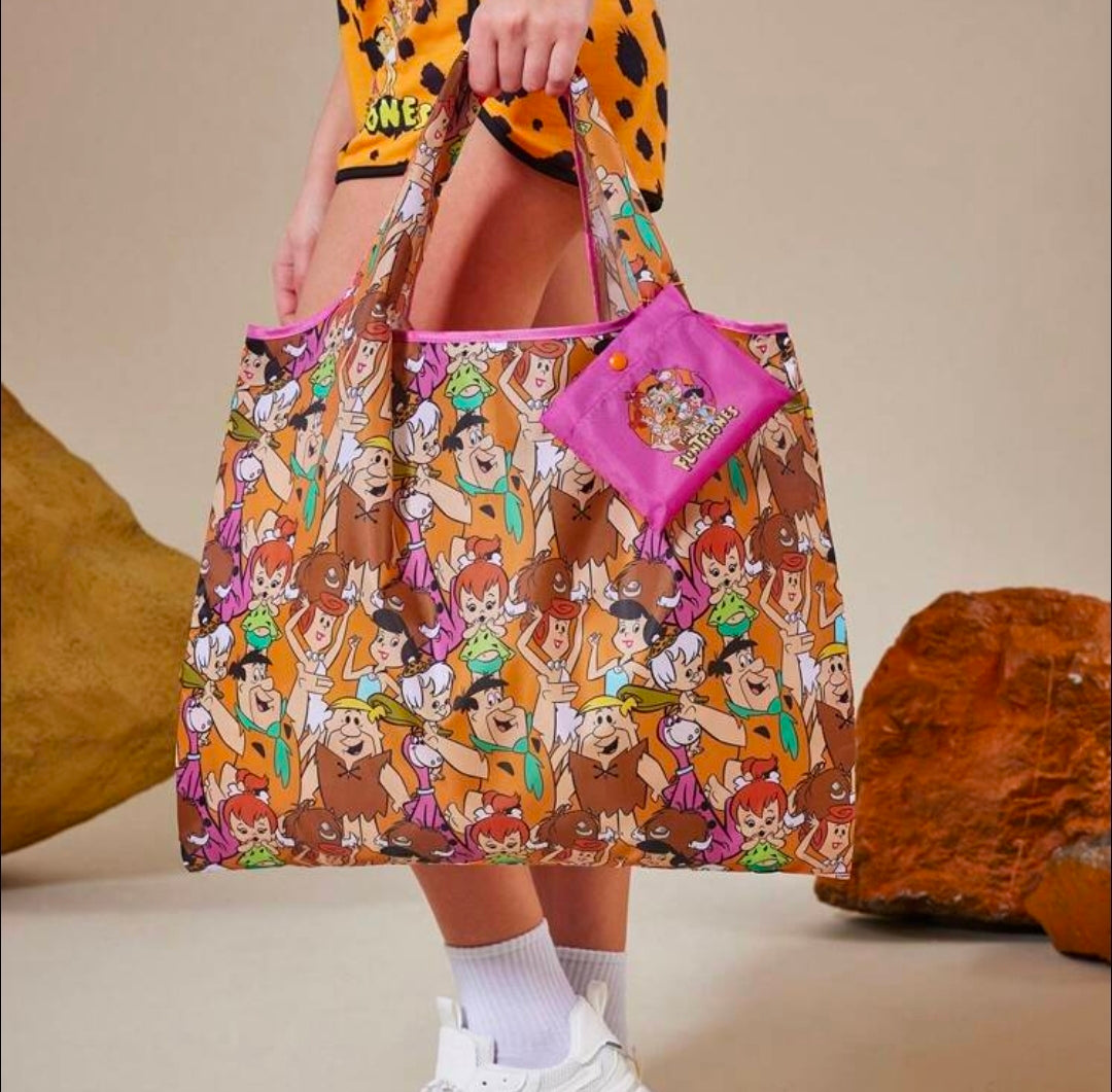 Flintstones Foldable Reusable Shopping Tote Bag Cartoon NEW