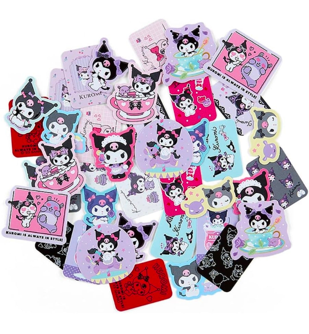 Kuromi die-cut flake stickers assortment with colorful character faces and bows