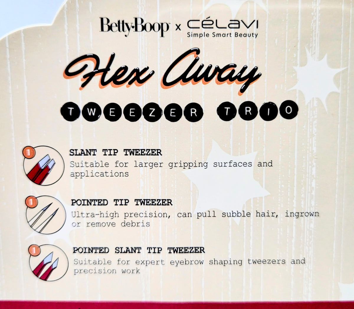 Betty Boop x Celavi Halloween Hex Away Tweezer Trio Straight Slant Pointed