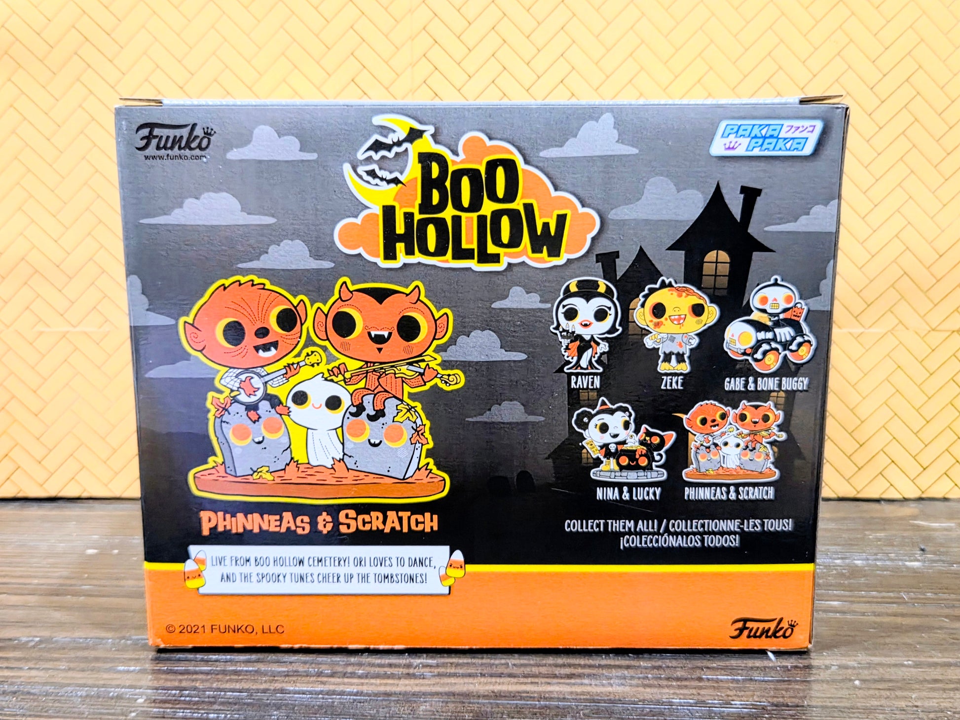 Funko Boo Hollow Phinneas & Scratch box front showing character lineup and logo
