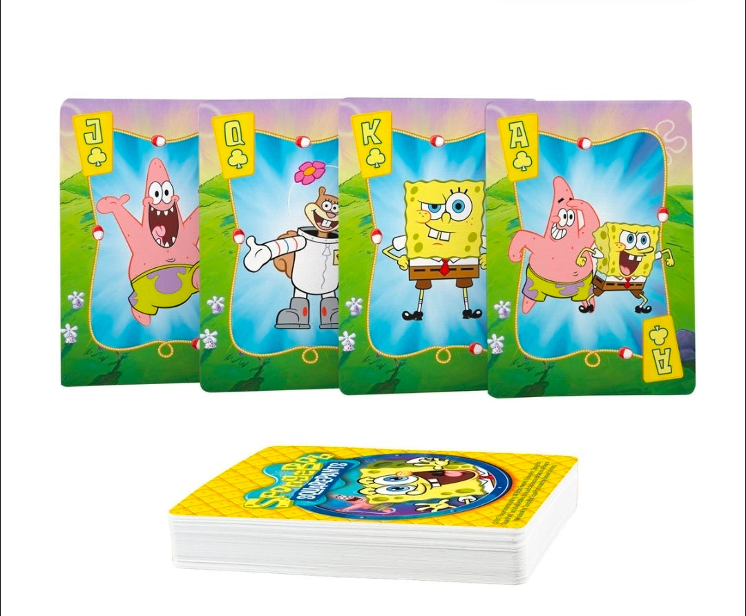 SpongeBob SquarePants playing cards with four face cards and stacked deck