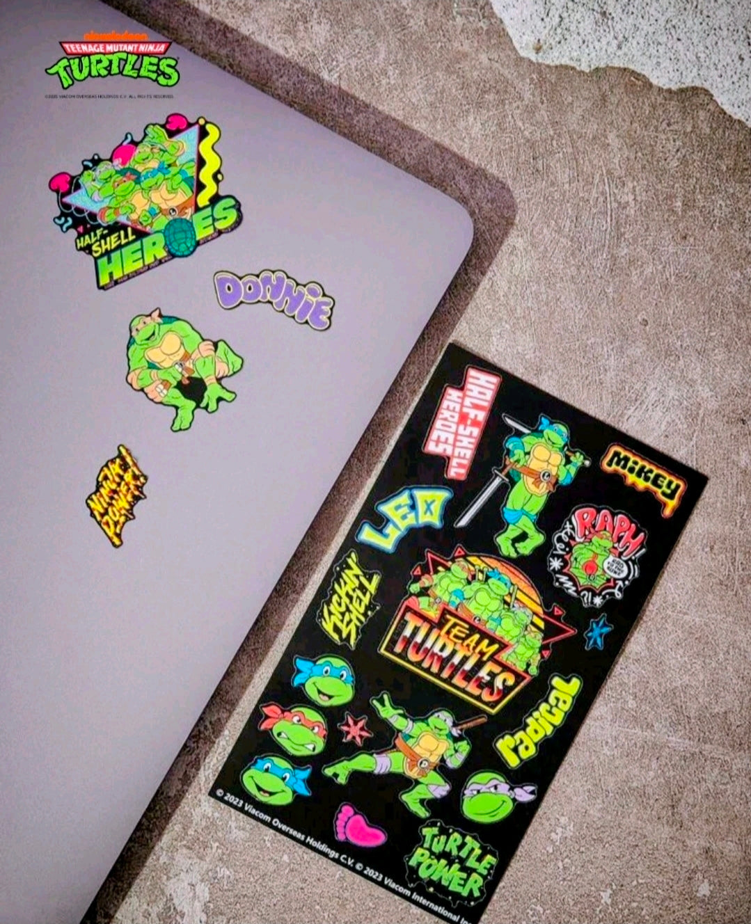 Teenage Mutant Ninja Turtles sticker pack sheet with multiple character designs