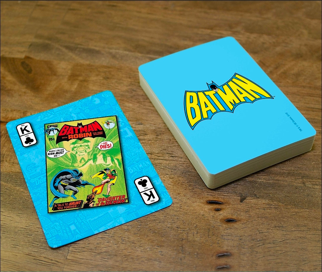 Batman playing cards deck with stacked cards and Robin-themed card