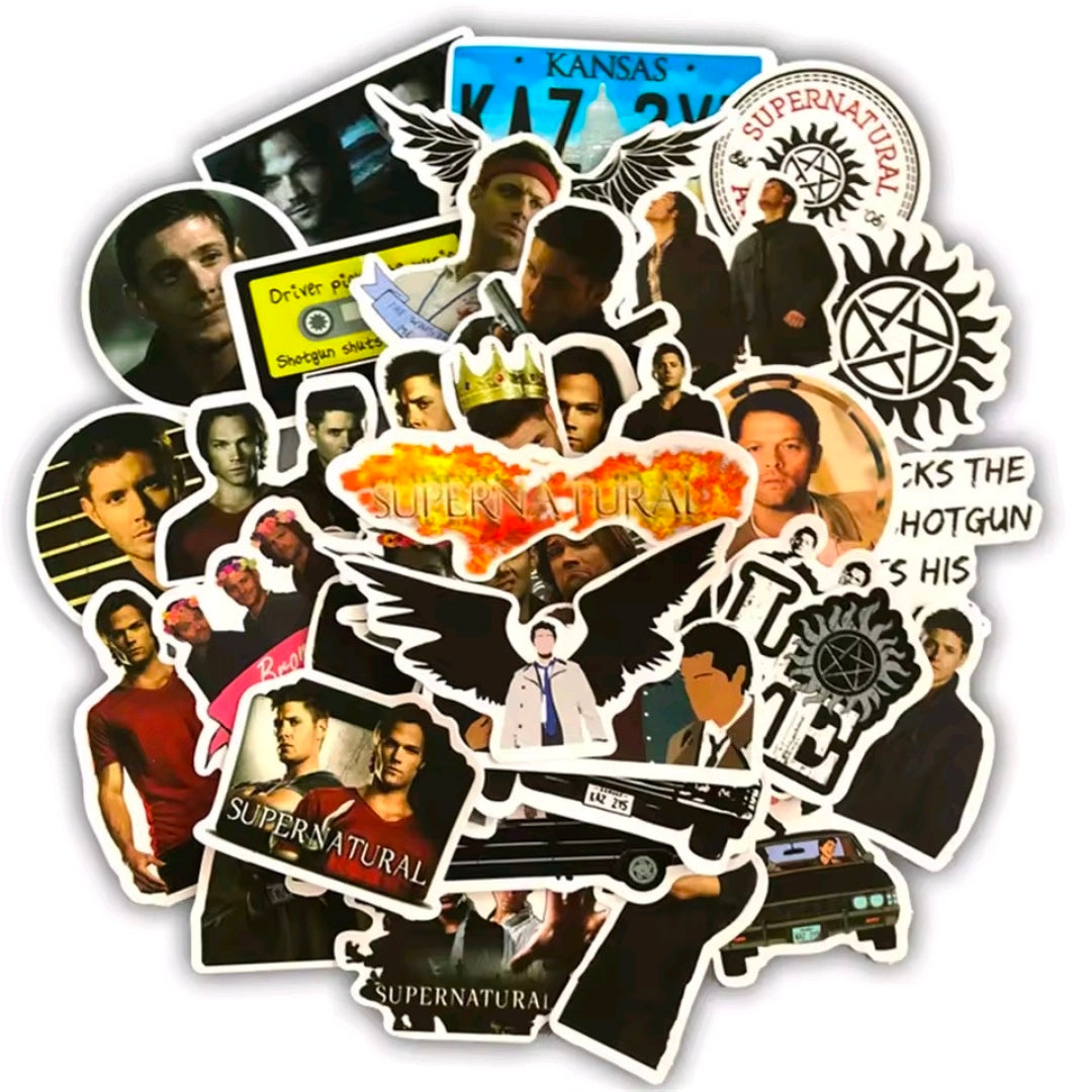 Supernatural TV Show 50pc Vinyl Sticker Pack Dean Sam Impala Castiel Logos