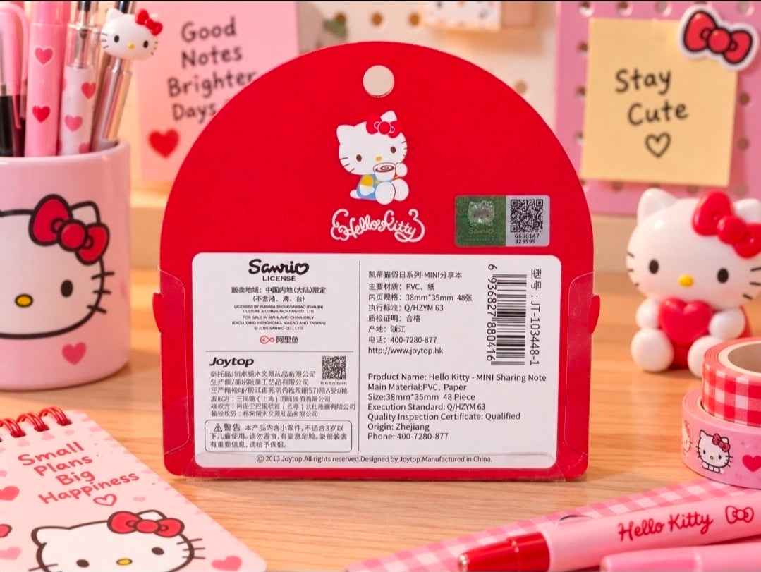 Hello Kitty mini sharing note set box back label with two note cards