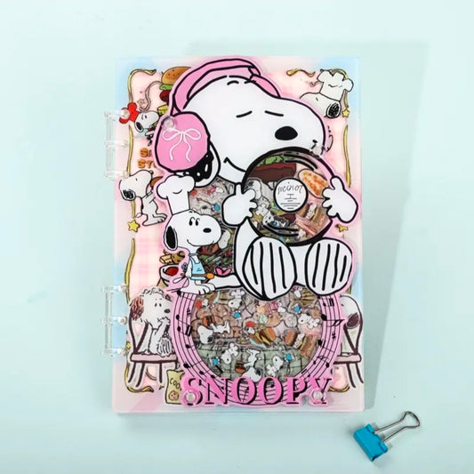 Cute Snoopy A5 Acrylic Shaker Notebook Chef Foodie Pink Lined Pages 🌸🍔