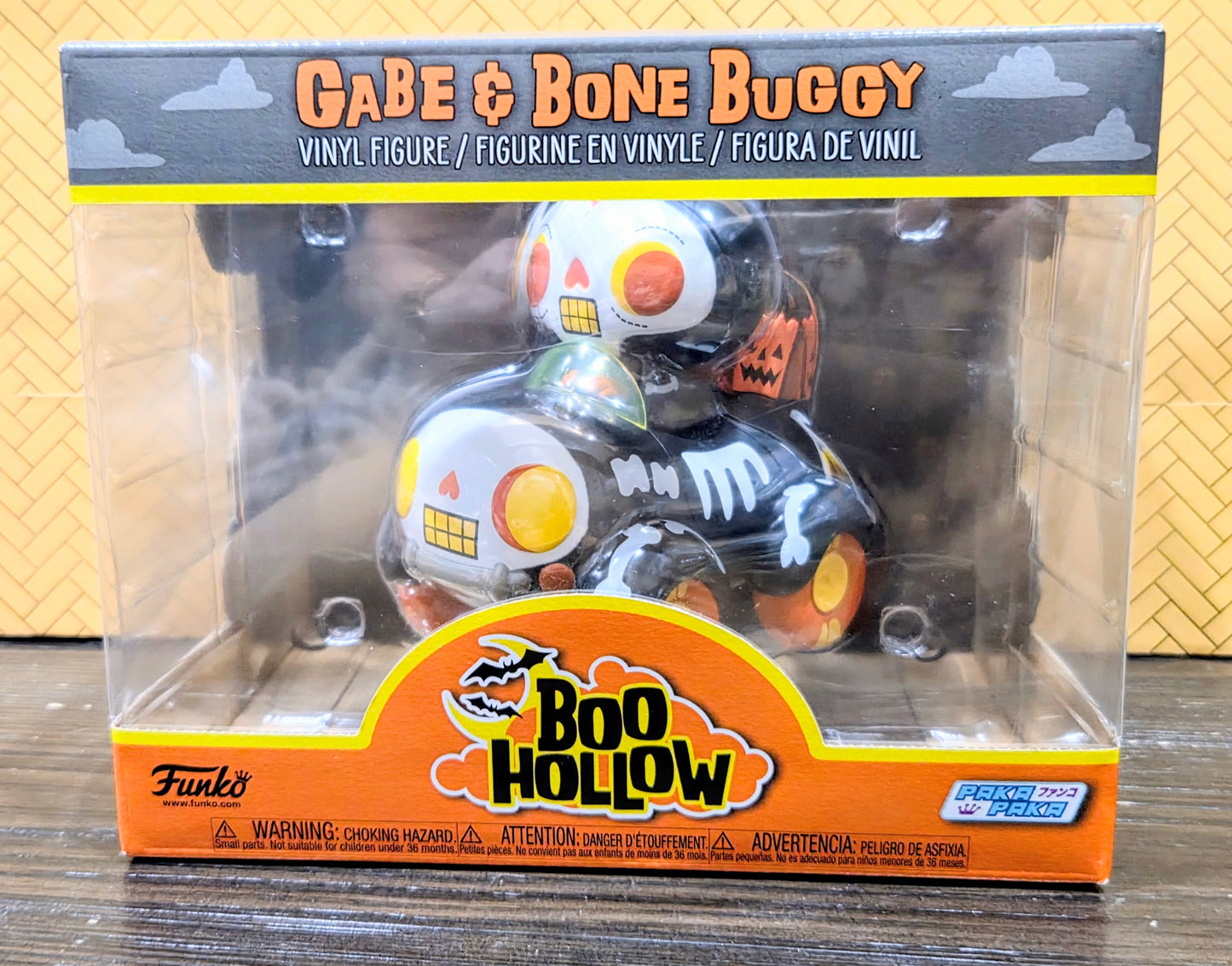 Boxed Gabe & Bone Buggy vinyl figure set with Boo Hollow orange logo